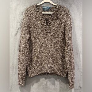 Vintage Polo Ralph Lauren Marbled Cotton Chunky Knit Sweater Size Large 90s